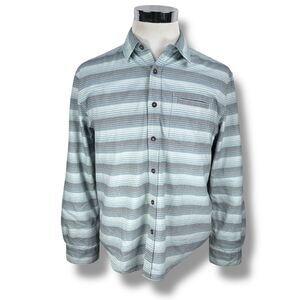Howler Bros Shirt Men's Medium Blue Gray Striped Button Up Brothers Long Sleeve